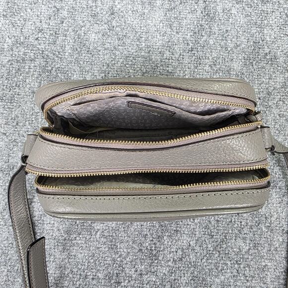 Kate Spade Crossbody Bag Womens Small Gray Pebbled Leather Double Zip Casual - Picture 12 of 16